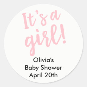 It's A Girl Baby Shower Favor Tag Pink