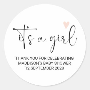 It's a Girl Baby Shower Favors Gifts for Guests Classic Round Sticker