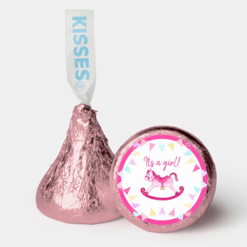 Its a girl baby shower gender reveal hobby horse  hersheys kisses