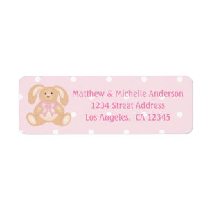 It's a Girl Baby Shower Girly Pink Bunny Rabbit Label