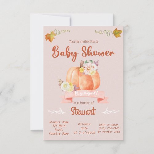 Its A girl baby shower Halloween  Invitation