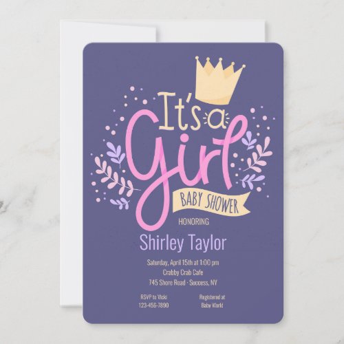 Its A Girl Baby Shower Invitation
