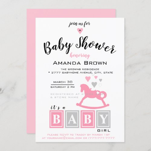 Its a Girl Baby Shower Invitation