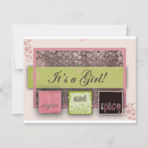 It's a Girl Baby Shower Custom Announcement