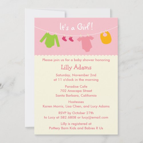 It's A Girl Baby Shower Invitation