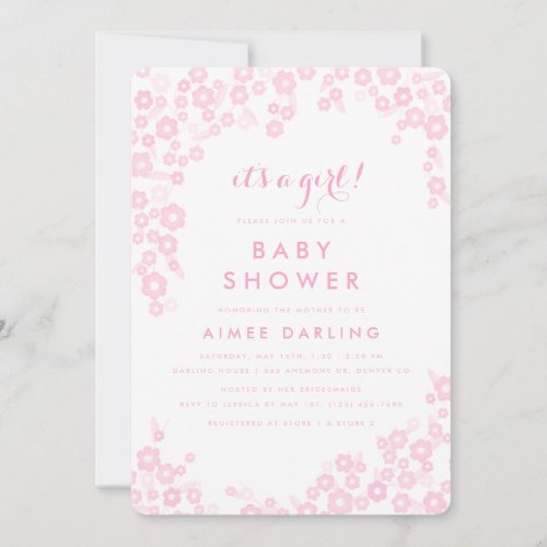 Its a Girl Baby Shower Invitations  Pink Floral