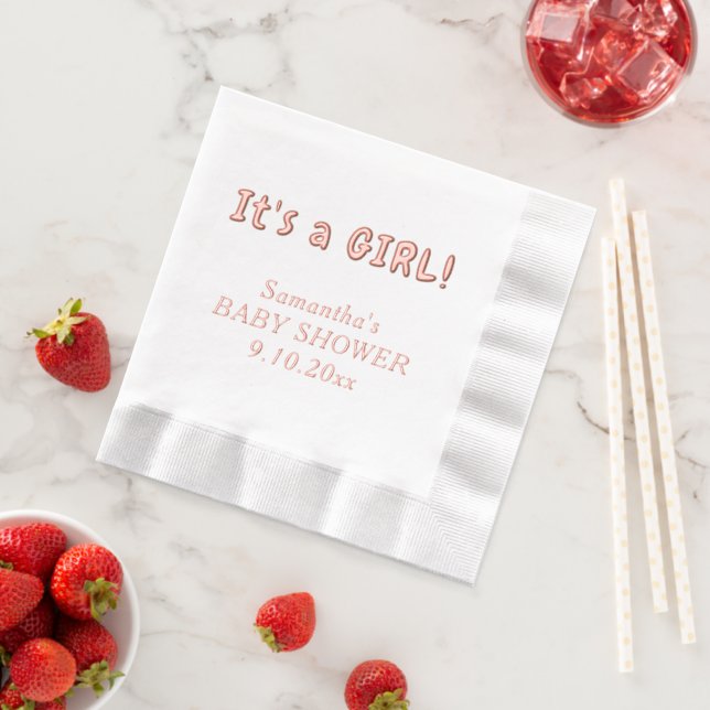 It's a Girl Baby Shower Name Foil Napkins (Insitu (Strawberry))