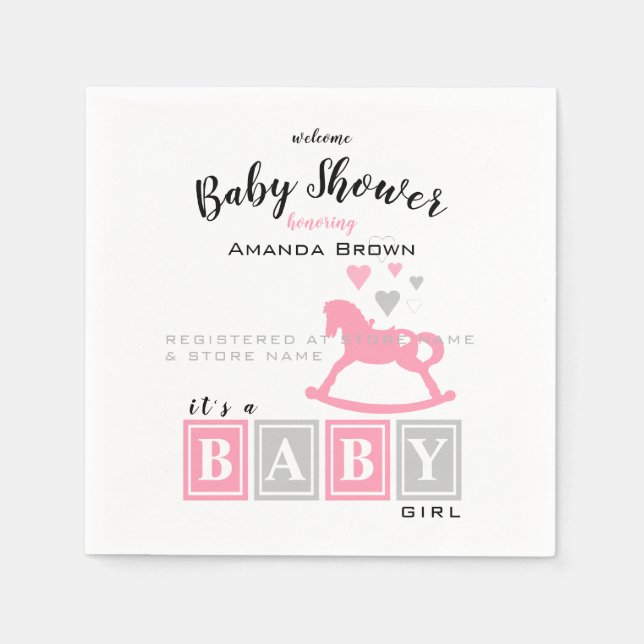 It's a Girl Baby Shower Napkins (Front)