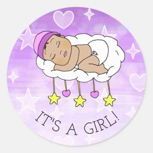 Its a Girl  Baby Shower or Birth Announcement Classic Round Sticker