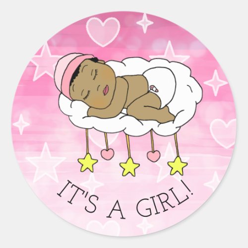 Its a Girl  Baby Shower or Birth Announcement Classic Round Sticker