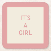 It's A Girl Baby Shower Paper Coaster