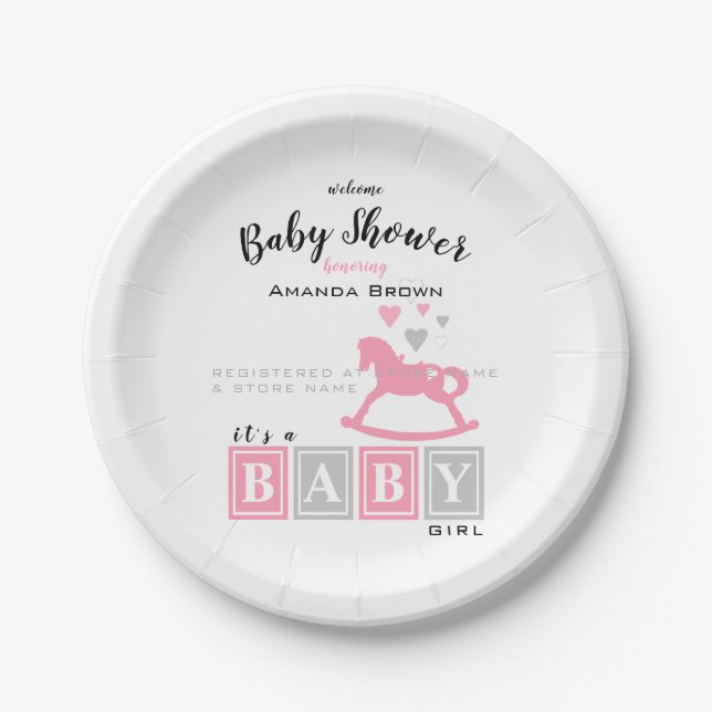 It's a Girl Baby Shower Paper Plates (Front)