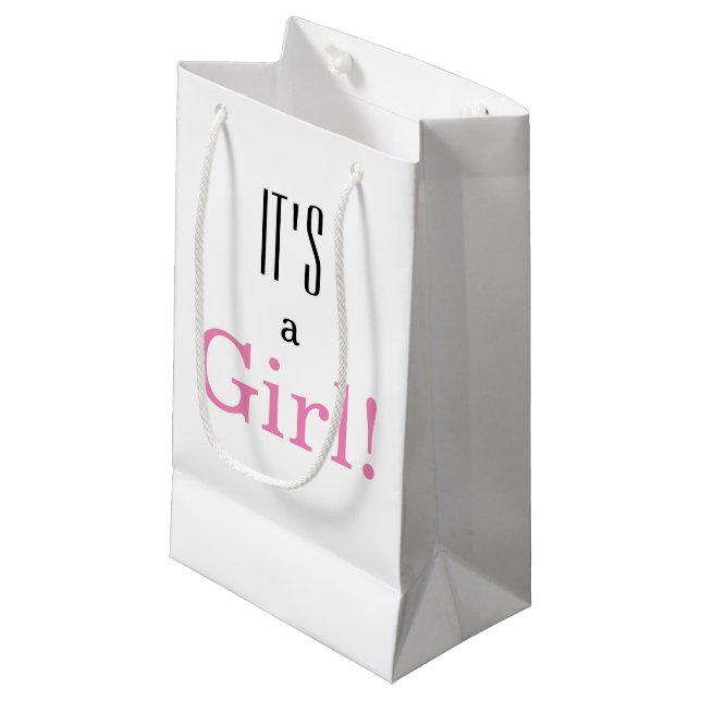 It's a Girl! Baby Shower Party Small Gift Bag (Front Angled)