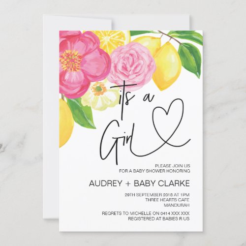 Its a Girl Baby Shower Party Summer Baby Bash Invitation