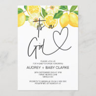 It's a Girl Baby Shower Party Summer Lemon Invitation