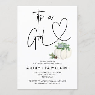It's a Girl Baby Shower Party Thanksgiving Fall Invitation