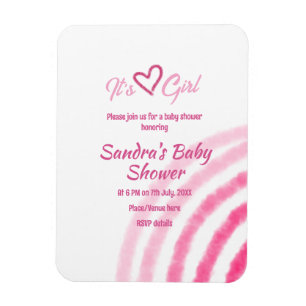 ITS A GIRL BABY SHOWER PINK RAINBOW PASTEL RETRO MAGNET