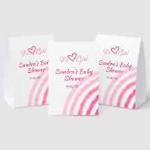ITS A GIRL BABY SHOWER PINK RAINBOW PASTEL RETRO