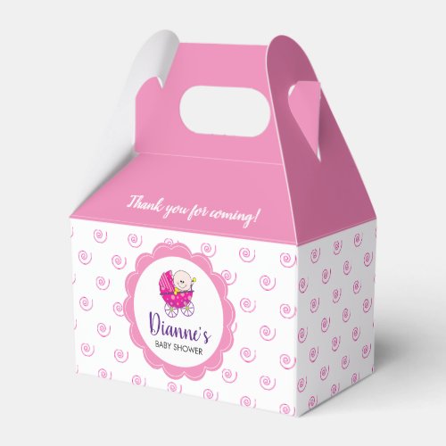 Its a Girl Baby Shower Pink Spiral Favor Box
