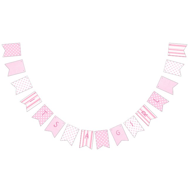 Its a Girl Baby Shower Pink Stripe and Dots Banner (All)