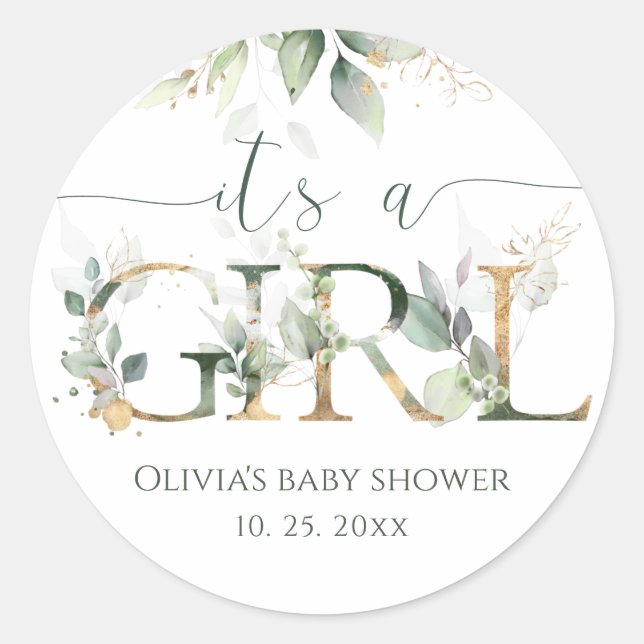 It's a Girl Baby Shower Stickers (Front)