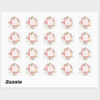 Pink Baby Girl Carriage Baby Shower Stickers, Zazzle.com