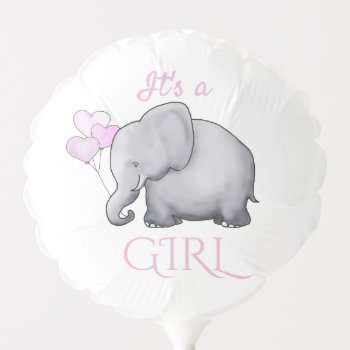 It's A Girl Baby Shower Sweet Blue Elephant Hearts Balloon by EleSil at Zazzle