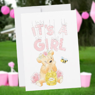 It's a Girl Baby Shower Teddy Bear HoneyBee Invite