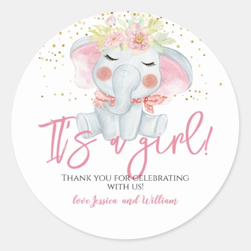 Its A Girl Baby Shower Thank You Classic Round Sticker