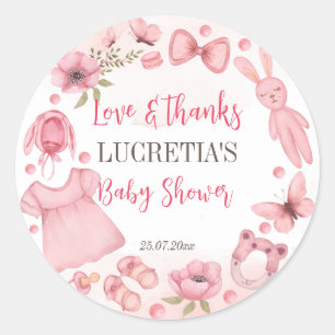 It's a girl baby shower thank you classic round sticker