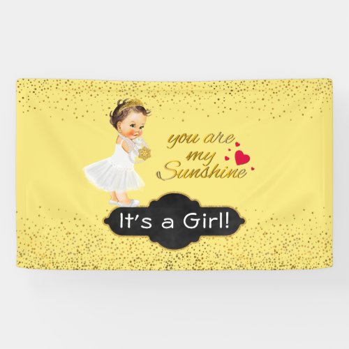 Its a Girl Baby Shower  You Are My Sunshine Gold Banner