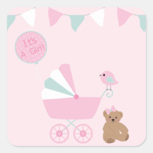 Its A Girl Baby Square Sticker