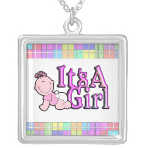 It's A Girl Baby Sterling Silver Necklace