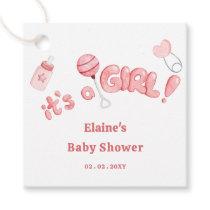 Its a Girl Baby Things Pink Girl Baby Shower Favor Tags