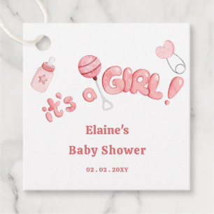 Its a Girl Baby Things Pink Girl Baby Shower Favor Tags