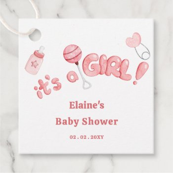 Its A Girl Baby Things Pink Girl Baby Shower Favor Tags by Invitationboutique at Zazzle