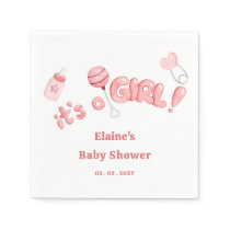 Its a Girl Baby Things Pink Girl Baby Shower Napkins