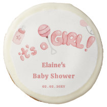 Its a Girl Baby Things Pink Girl Baby Shower Sugar Cookie
