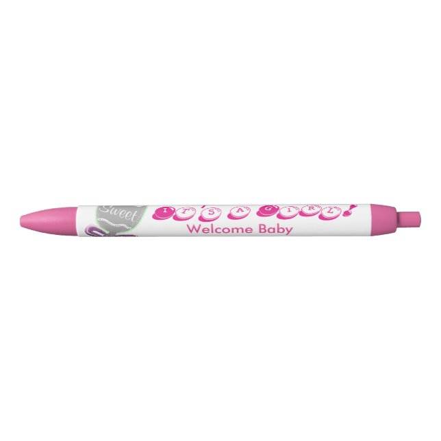 It's A Girl Baby Welcome Baby Pink Announcement Pen (Front)
