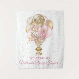 Its a Girl Balloon Baby Shower Banner Backdrop
