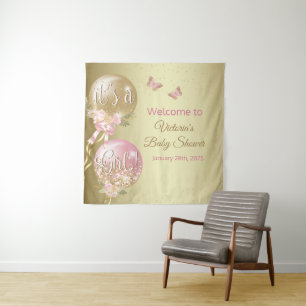 Its A Girl Balloon Baby Shower SQ Backdrop