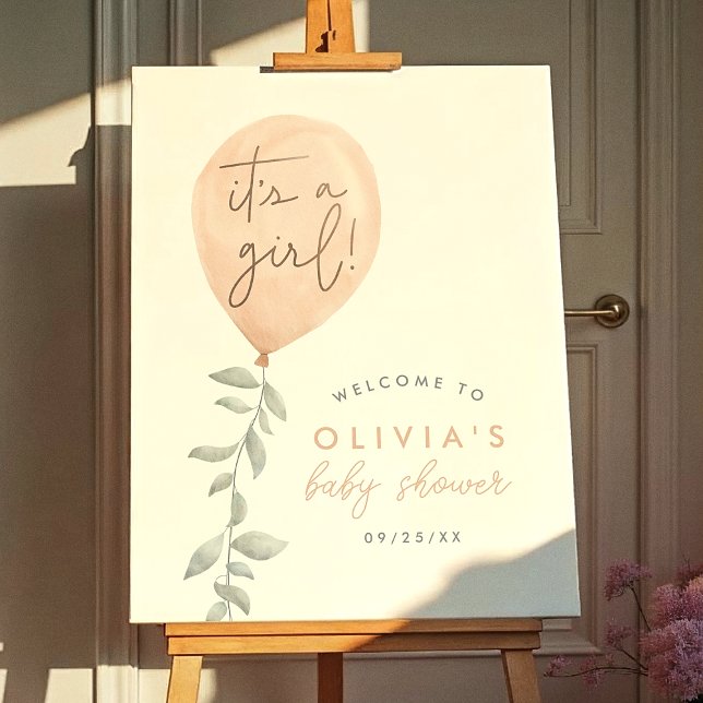 It's A Girl Balloon Baby Shower Welcome Sign (Creator Uploaded)