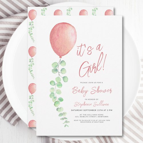 Its A Girl Balloon Eucalyptus Greenery Baby Shower