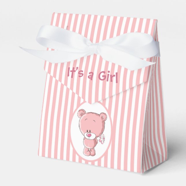 It's a Girl Bear Favor Box (Front Side)