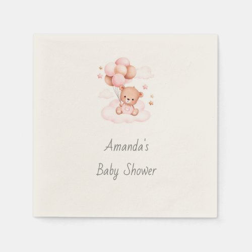 Its a Girl Bearly Wait Baby Shower Napkins