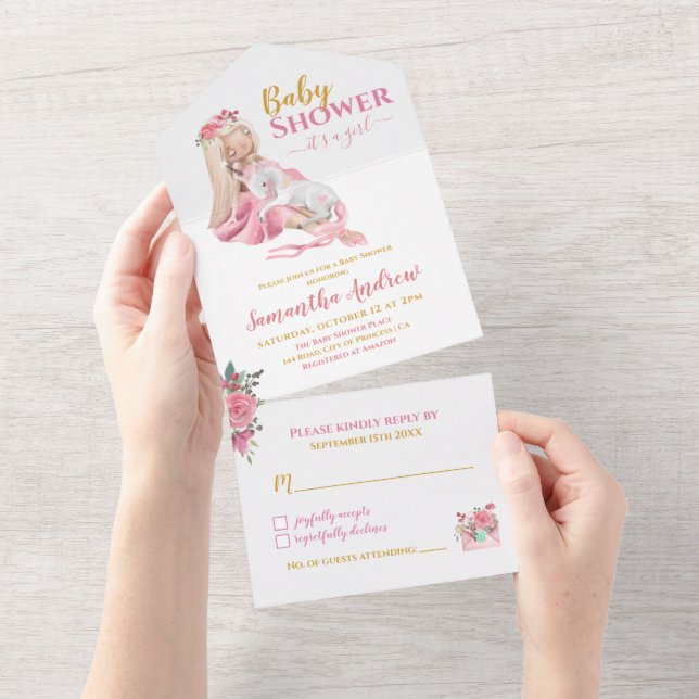 It's a Girl Beautiful Ballerina Baby Shower All In One Invitation (Tearaway)