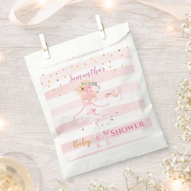 It's a Girl Beautiful Ballerina Baby Shower Favor  Bag (Clipped)