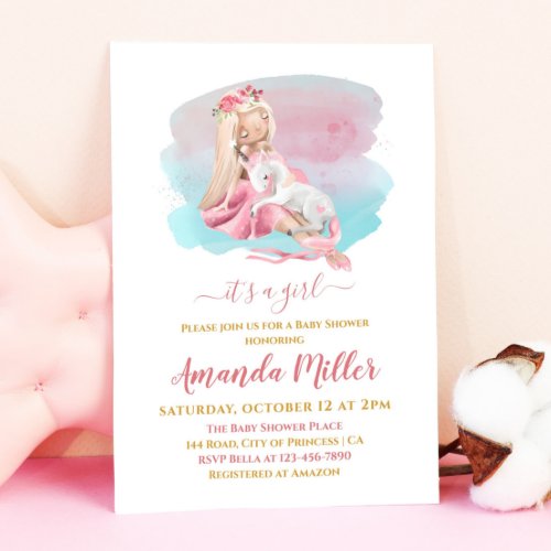 Its a Girl Beautiful Ballerina Baby Shower Invitation