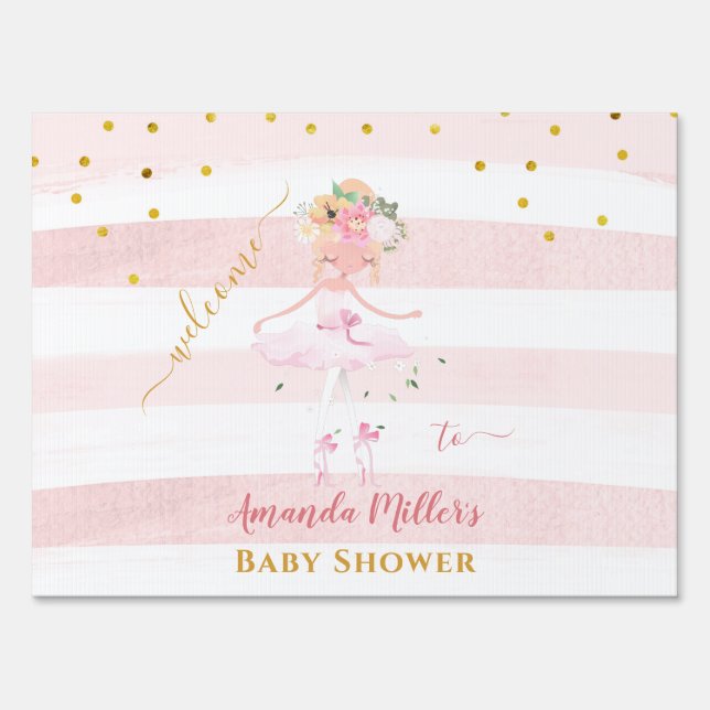 It's a Girl Beautiful Ballerina Baby Shower Sign (Front)