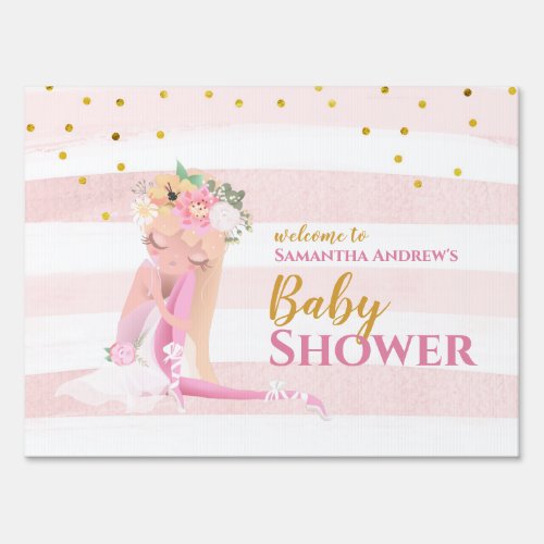 Its a Girl Beautiful Ballerina Baby Shower Sign